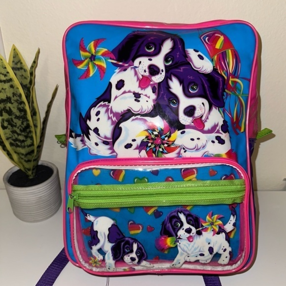 Lisa Frank Violet & Velvet Puppy Dog Backpack Vintage Pink Blue 90s Spaniel